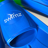 Swimz Short Blade Silicone Swim Training Fins - NEW Blue Blade/Green Heel