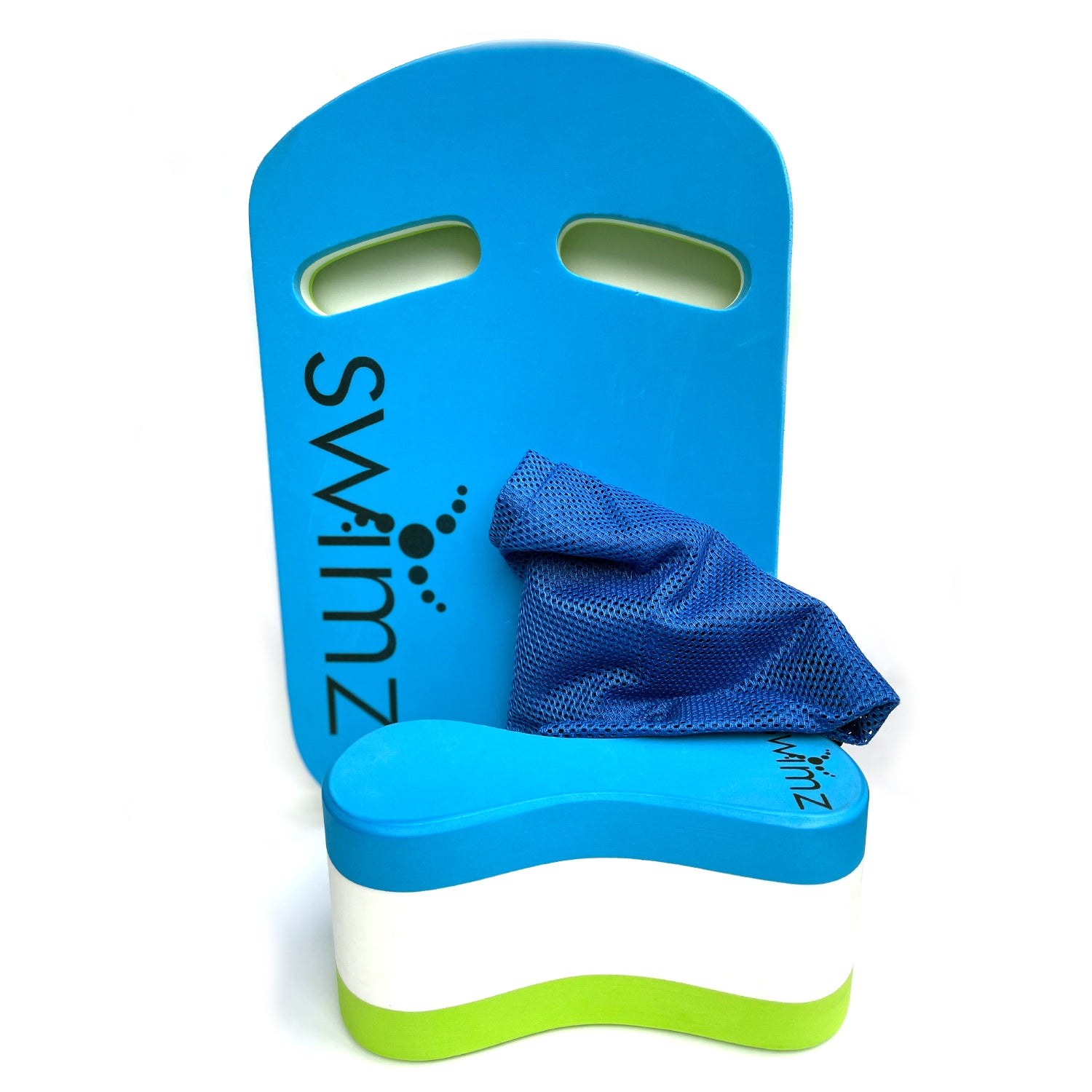 Swimz Basic Senior Swim Training Kit Bundle - Blue White Lime